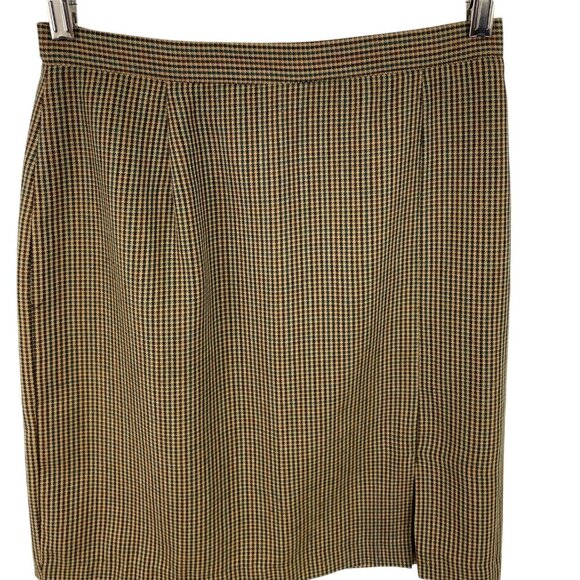 Fundamental Things Petite Wool Houndstooth Pleated Skirt Womens Size 10P Lined - Picture 4 of 7